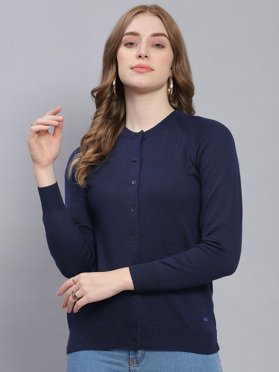 

Monte Carlo Women Woollen Cardigan, Navy blue