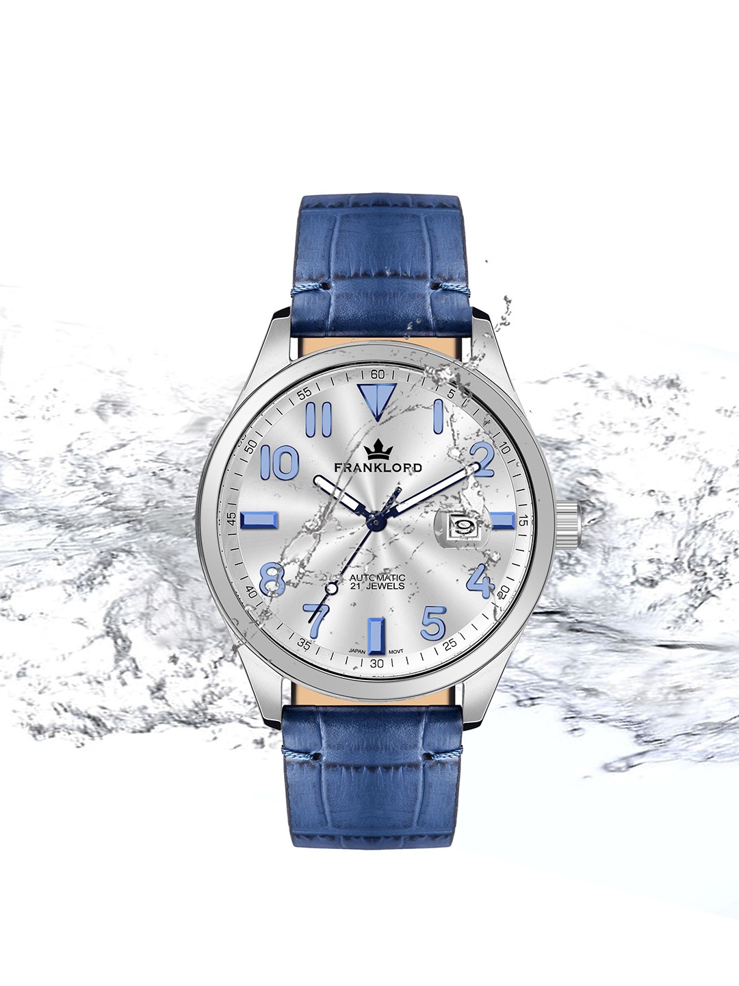 

Franklord Men Stainless Steel Dial Leather Straps Analogue Automatic Watch F-147 SBUG, Silver