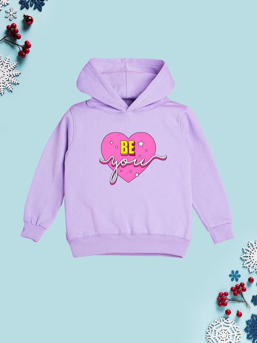 

NUSYL Girls Graphic Printed Hooded Sweatshirt, Purple