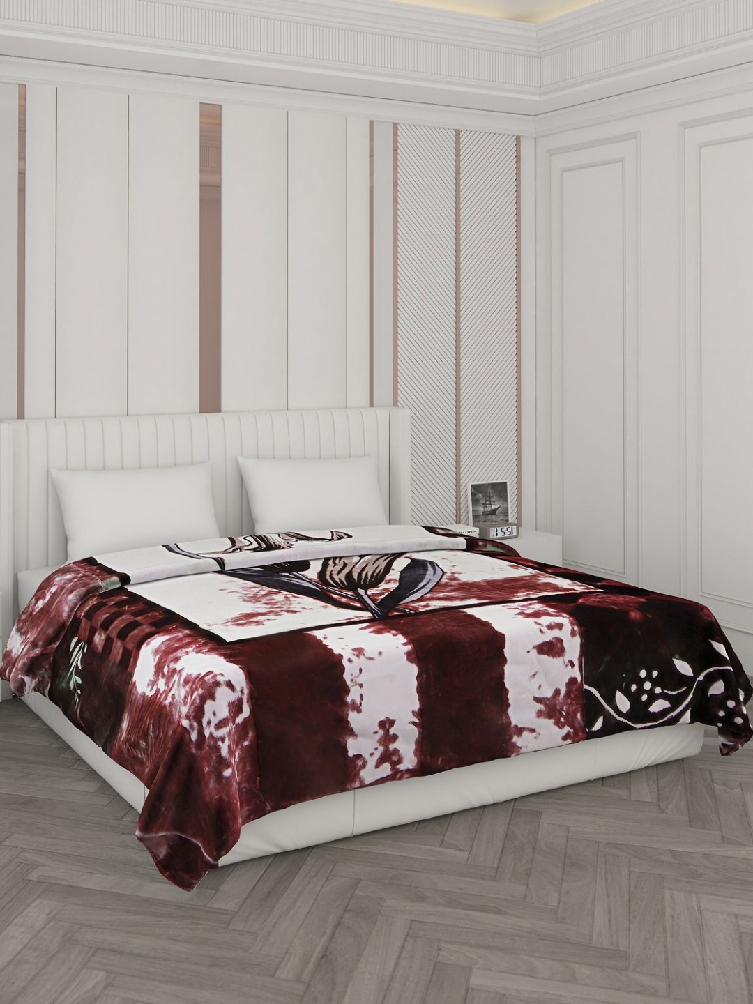 

Monte Carlo Brown & White Floral Heavy Winter 1000 GSM Double Bed Blanket