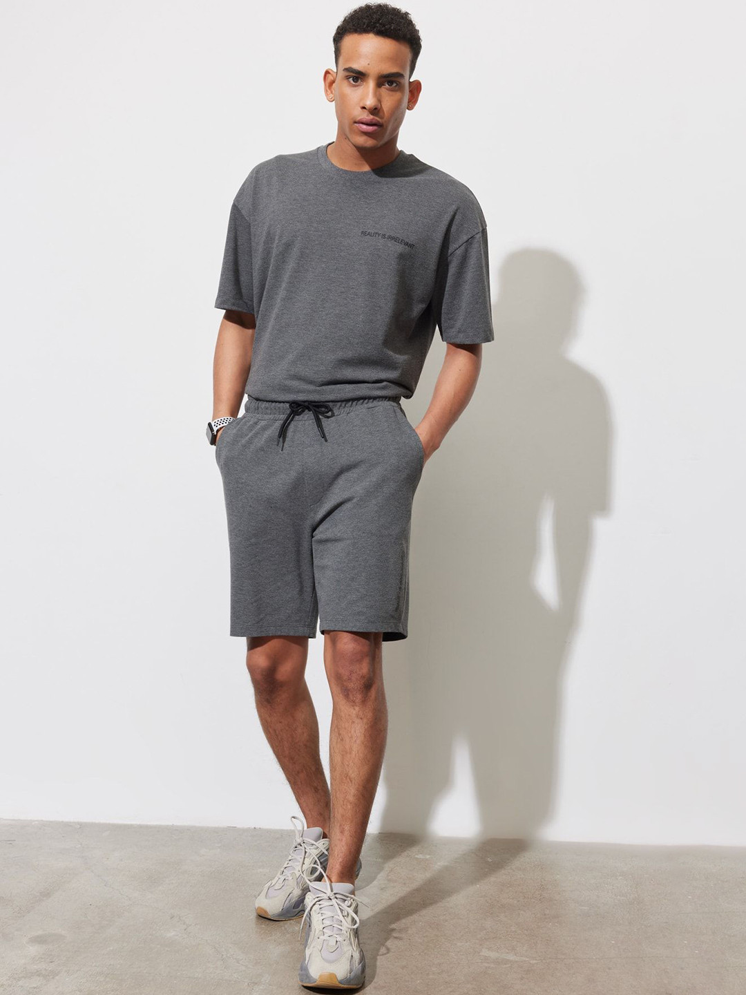 

ALTINYILDIZ CLASSICS AC Co. Plus Size Round Neck T-Shirt With Shorts, Grey