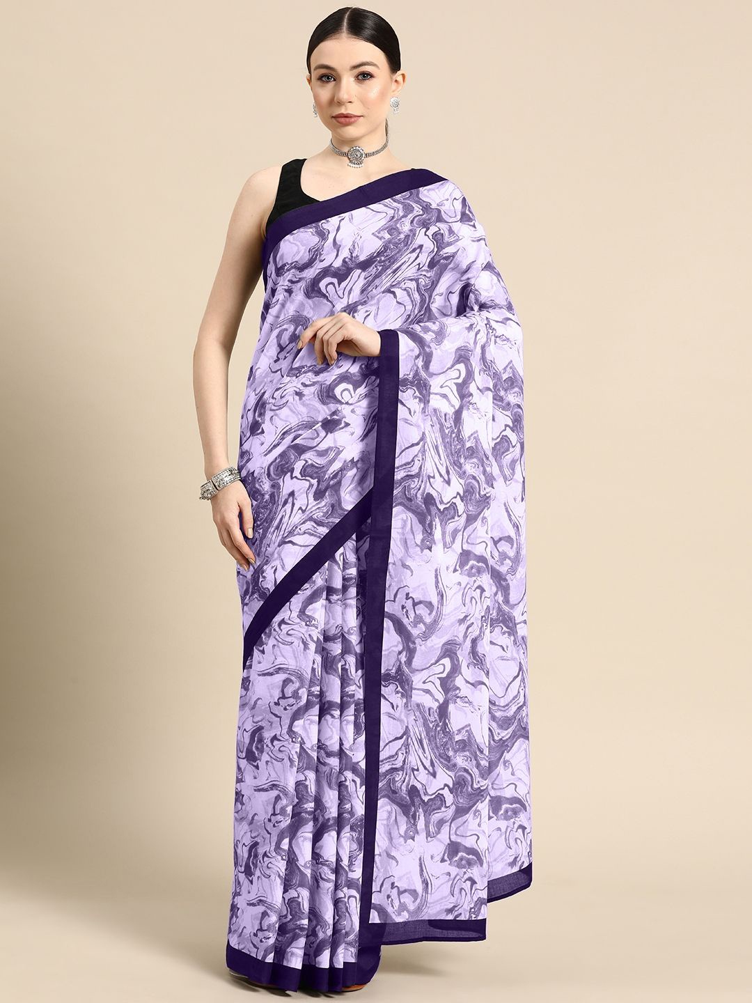 

BUTA BUTI Pure Cotton Saree, Purple
