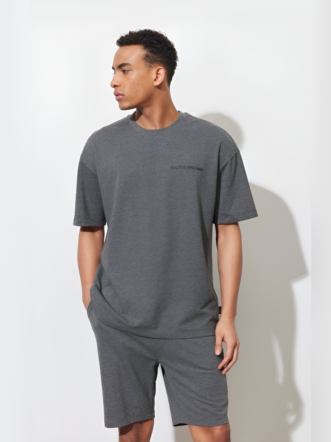 

ALTINYILDIZ CLASSICS AC Co. Men Solid Round Neck Cotton Oversized T-Shirt, Grey