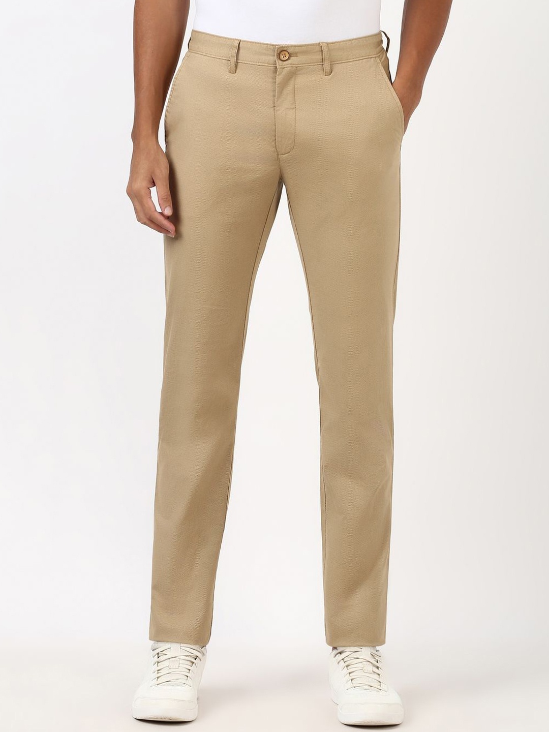 

Peter England Casuals Men Slim Fit Chinos Trousers, Beige