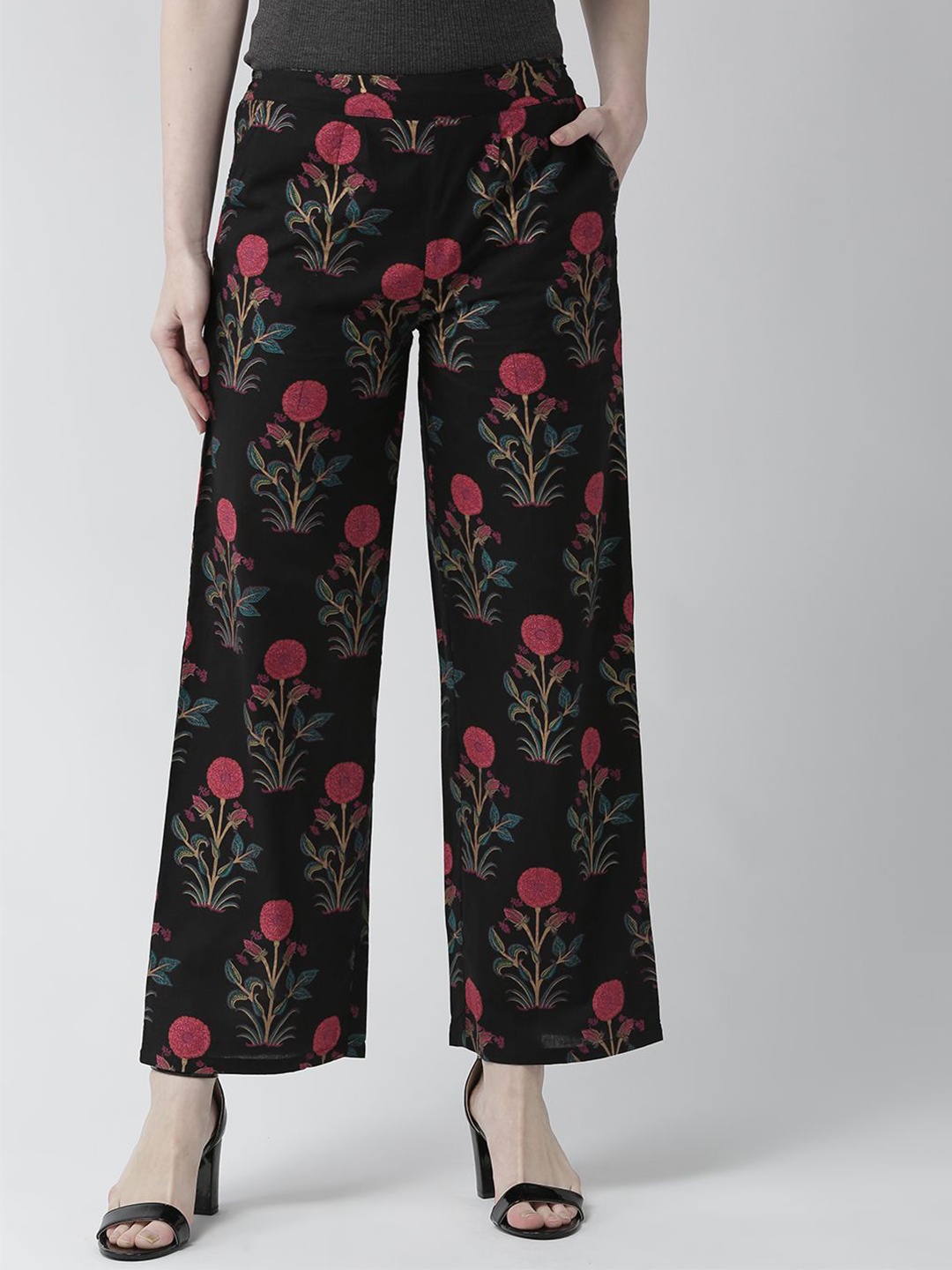 

Anouk Women Floral Printed Ethnic Palazzos, Black