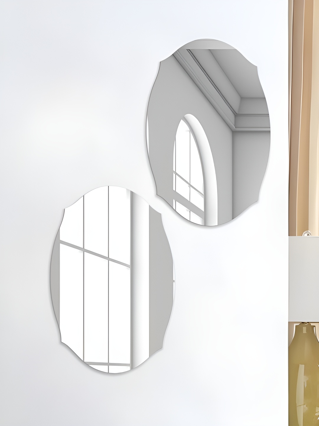 

Art Street Silver Toned 2 Pieces Oval Shape Self Adhesive Acrylic Wall Mirror Stickers