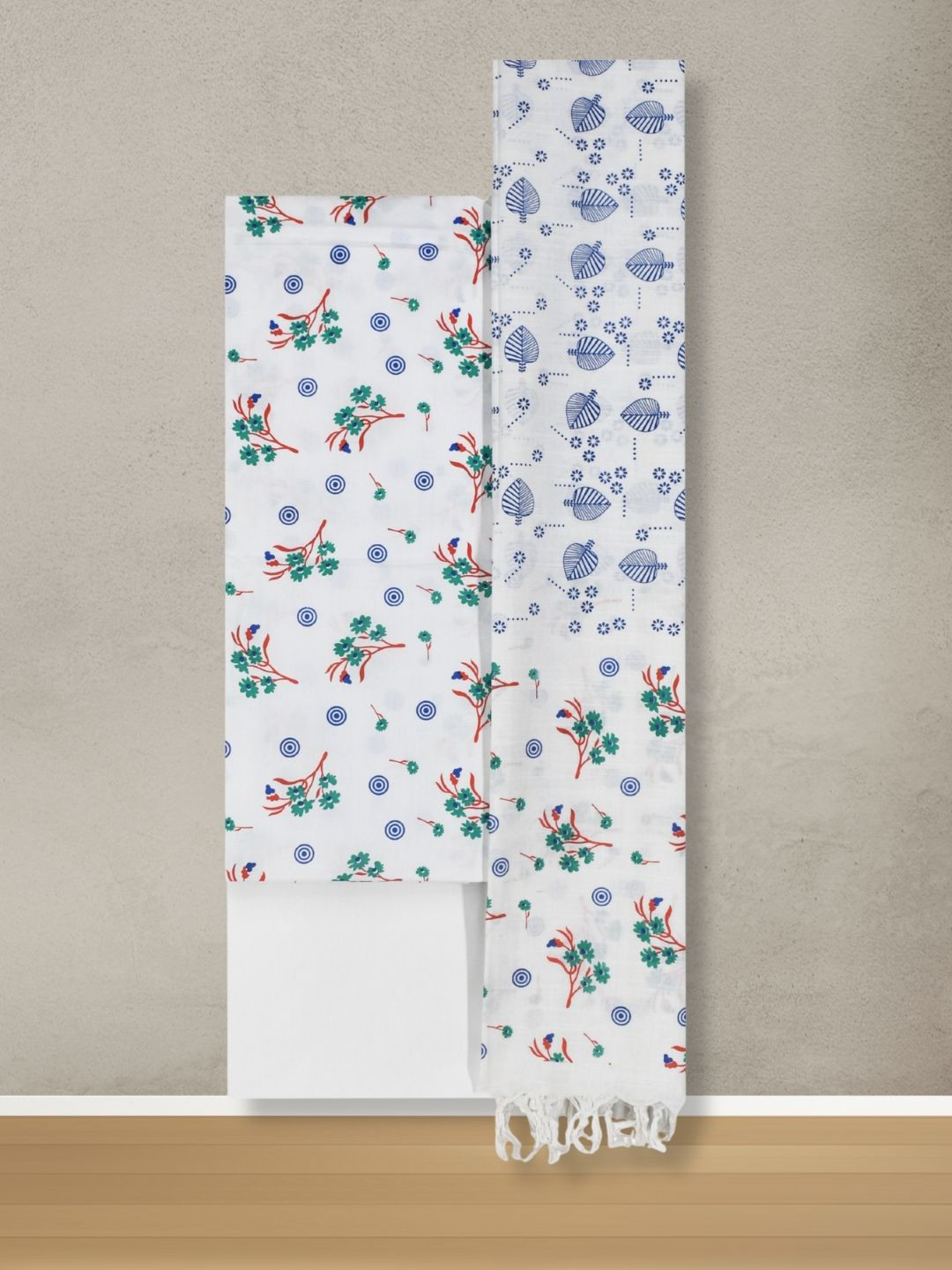 

RIYA SHREE Floral Printed Pure Cotton Unstitched Dress Material, White