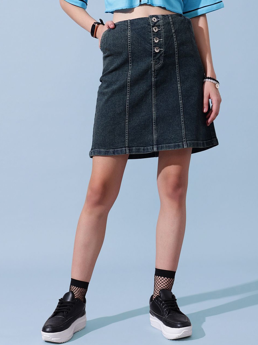 

STREET 9 Women High Rise A-Line Skirt, Black