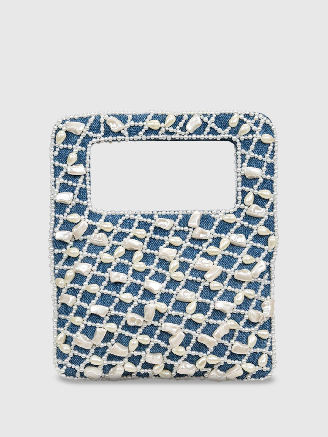

D'oro Embellished Structured Handheld Bag, Blue