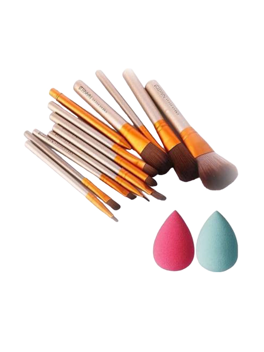 

Yoana Set Of 14 Naked Makeup Brushes & Sponge Puff, Brown
