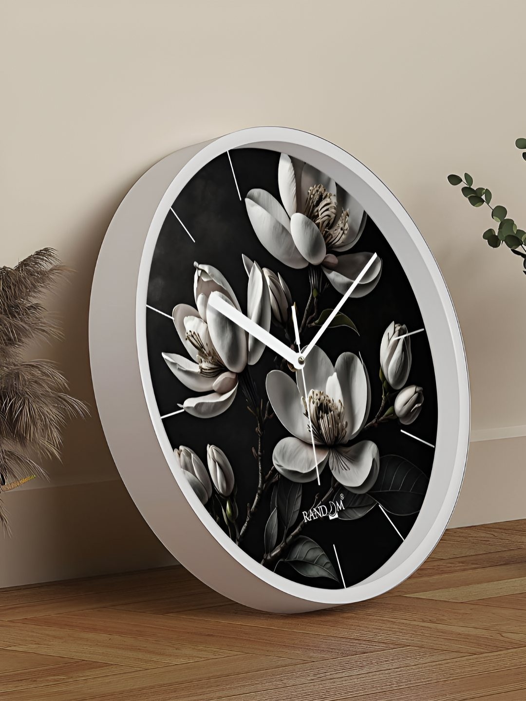 

RANDOM Printed Round Shaped Sweep Silent Movement Contemporary Wall Clock, Black
