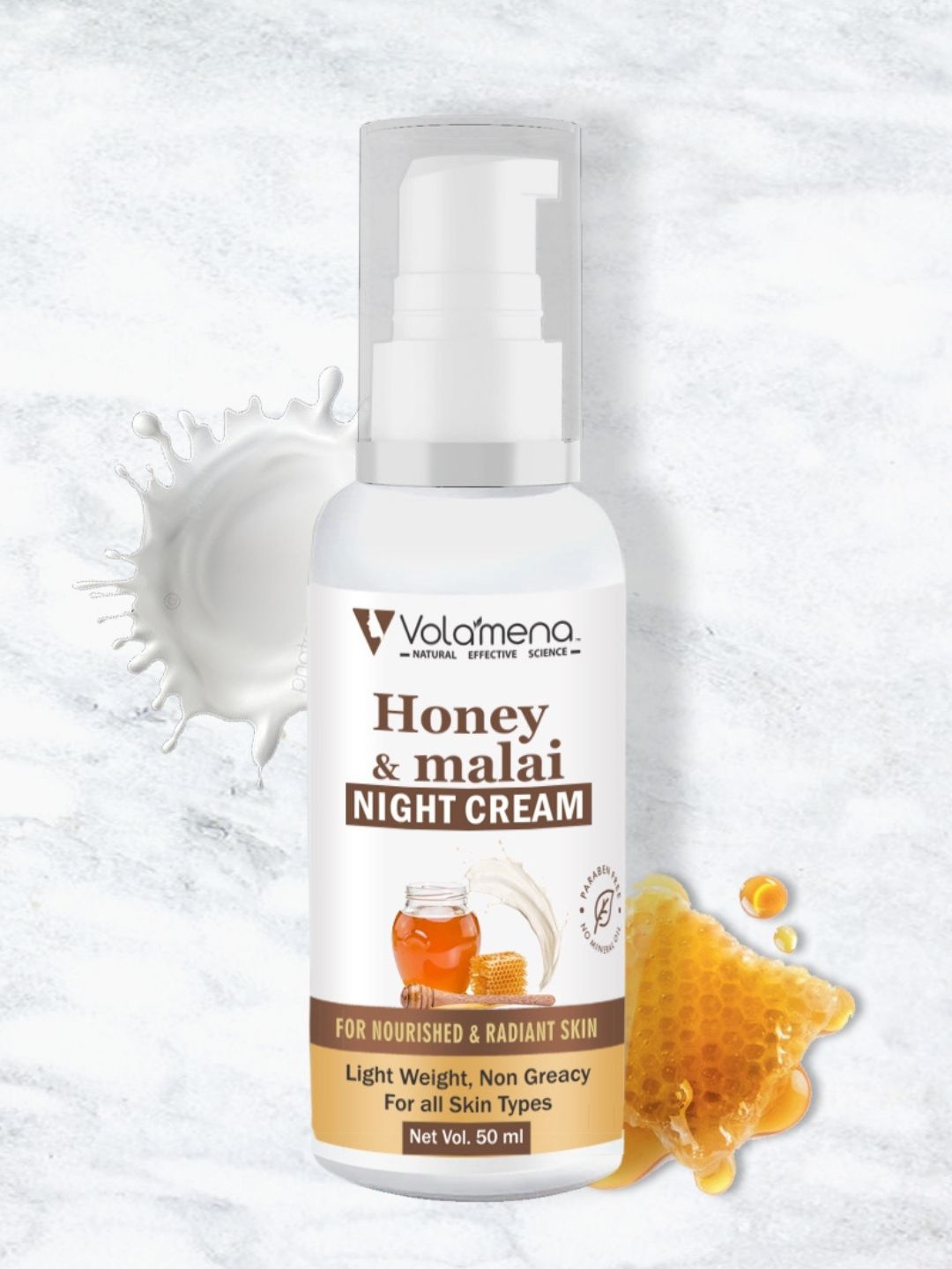 

Volamena Honey & Malai Night Cream For Nourished & Radiant Skin-50ml, White