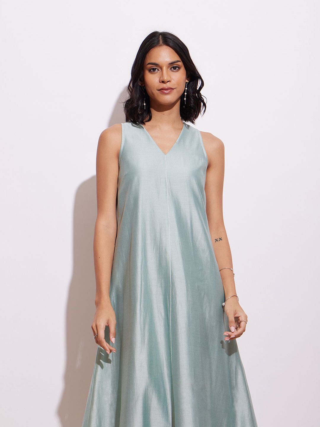 

Pink Fort A-Line Midi Dress, Sea green