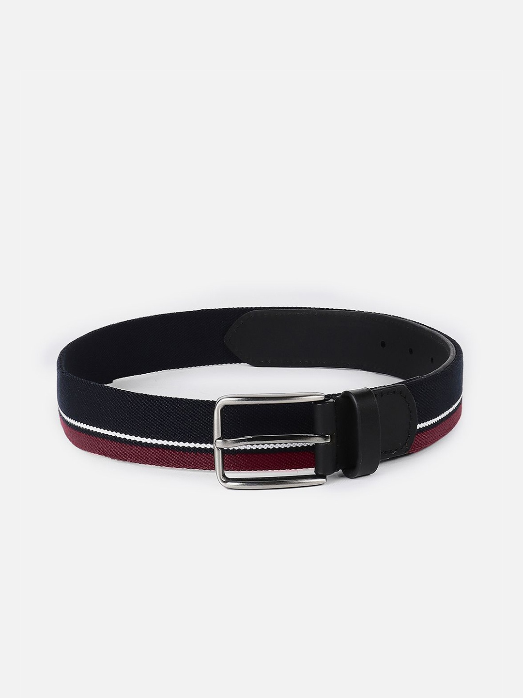 

Peter England Men Tang Closure Striped Casual Belt, Black