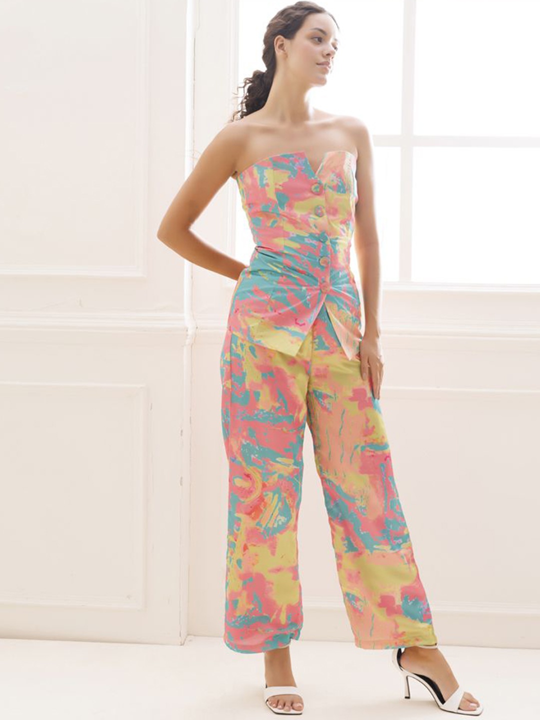 

Ragavi Printed Off-Shoulder Top & Trouser, Grey