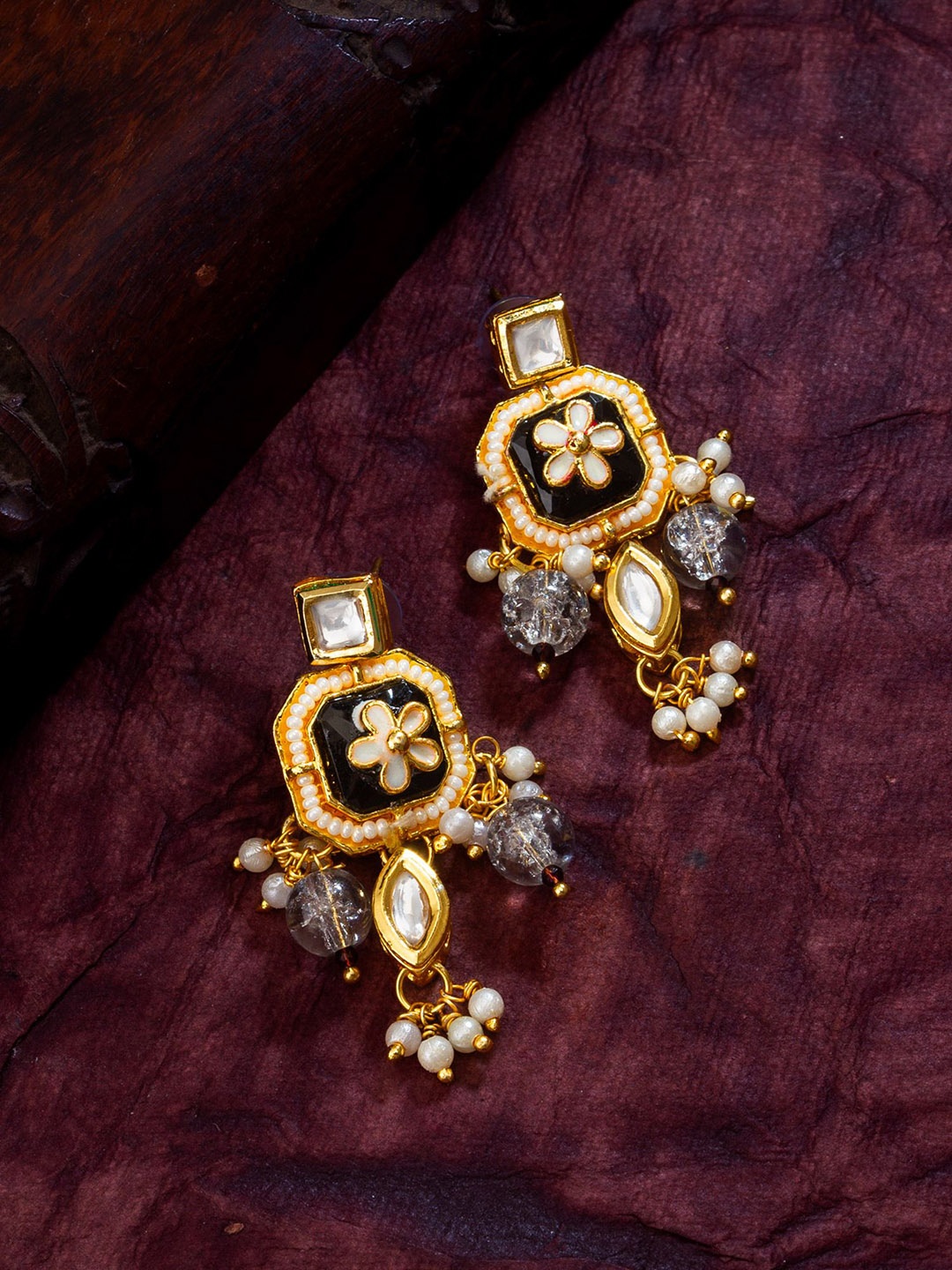 

aadita Geometric Drop Earrings, Gold