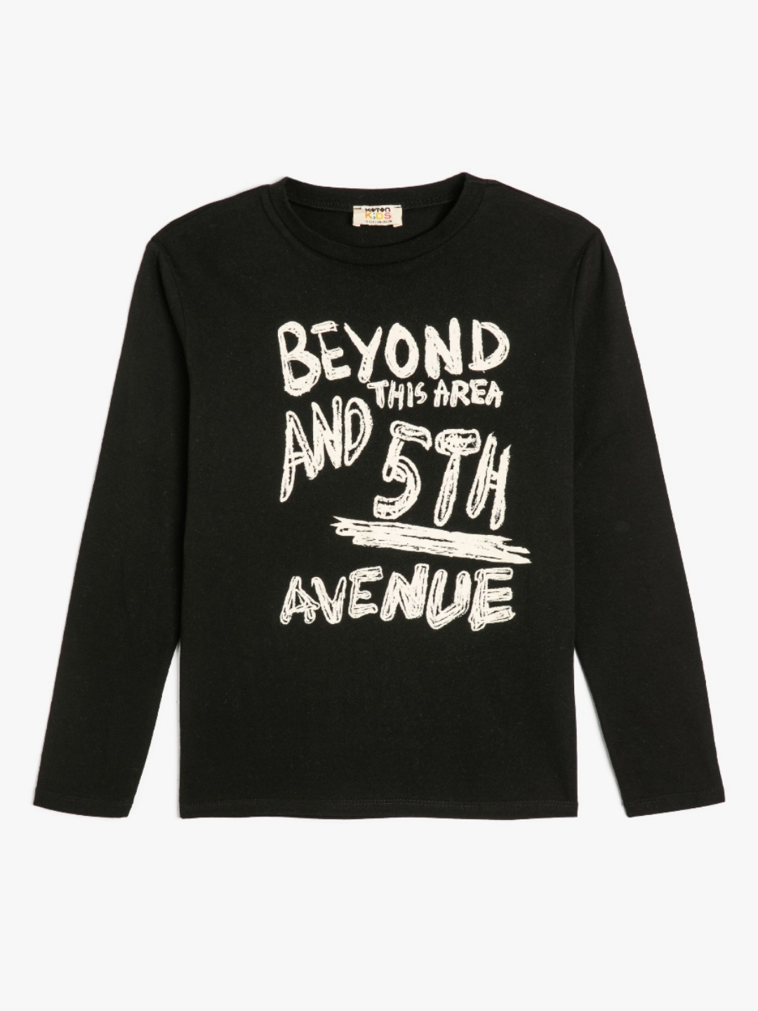 

Koton Boys Typography Printed Round Neck Cotton T-Shirt, Black