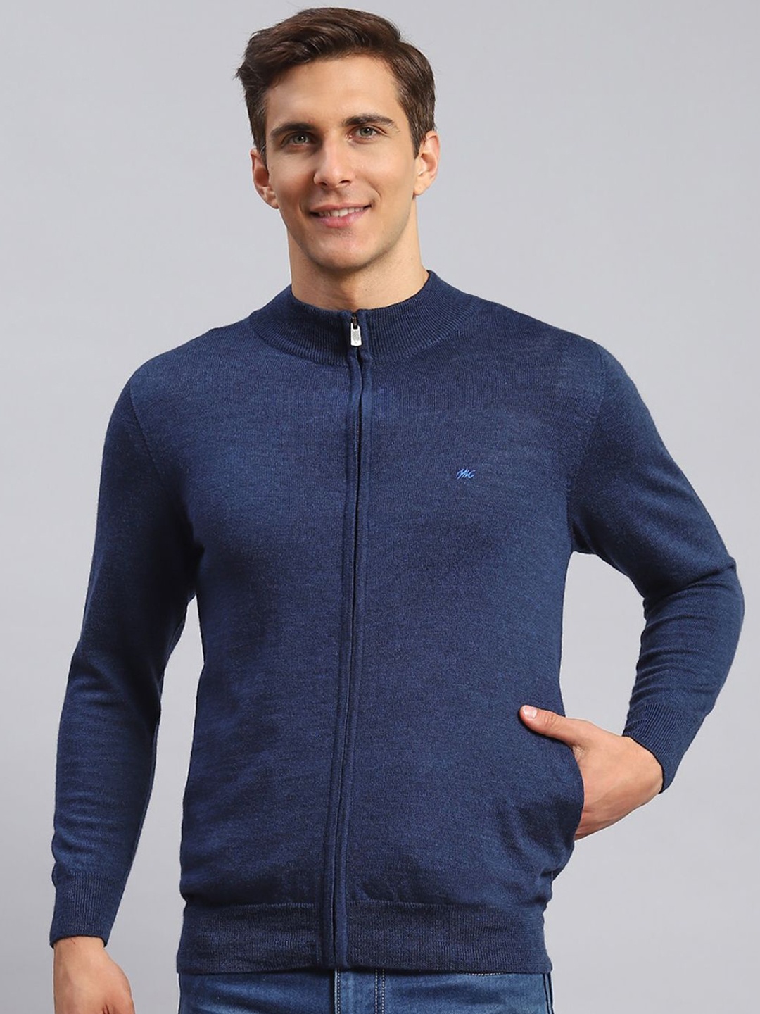 

Monte Carlo Men Woollen Cardigan, Navy blue