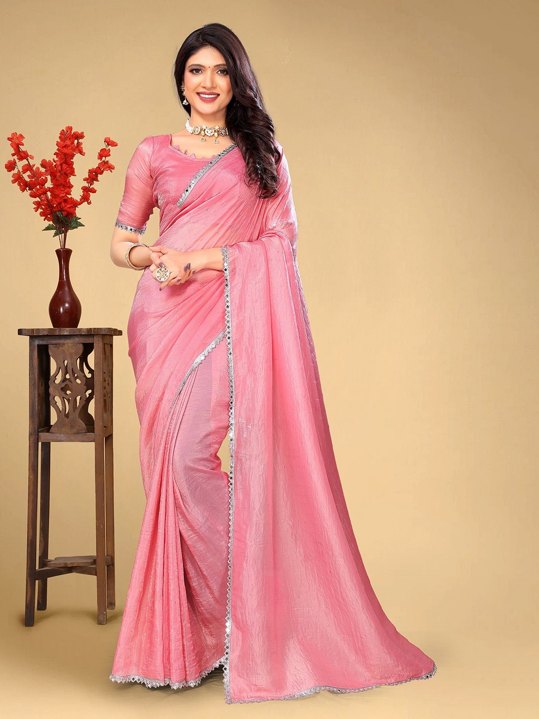 

BAESD Silk Blend Saree, Pink