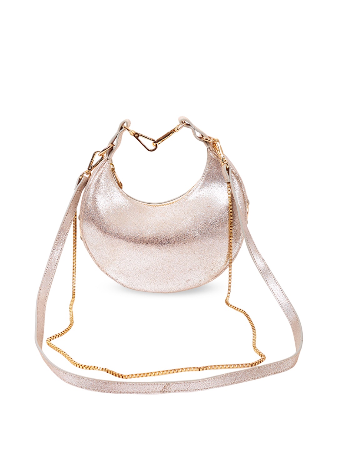 

Oddcat Textured Leather Half Moon Hobo Bag, Silver