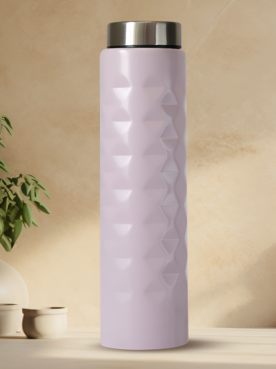 

Aura Lavender & Silver-Toned Single Textured Stainless Steel Water Bottle
