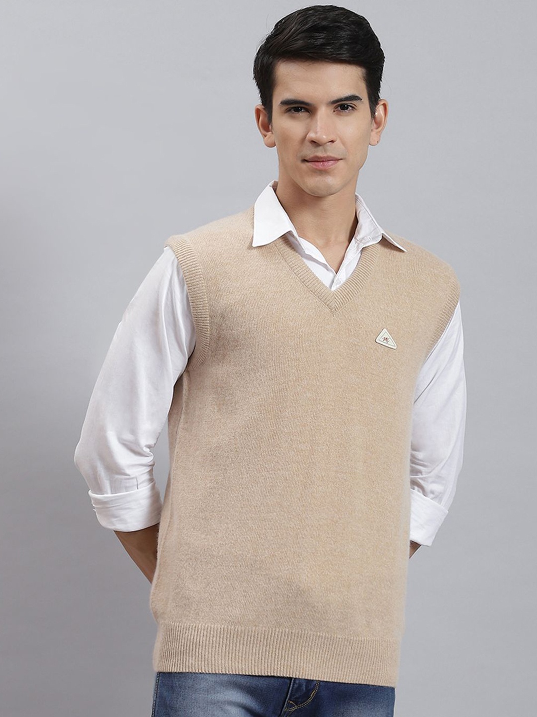 

Monte Carlo Men Woollen Sweater Vest, Camel brown