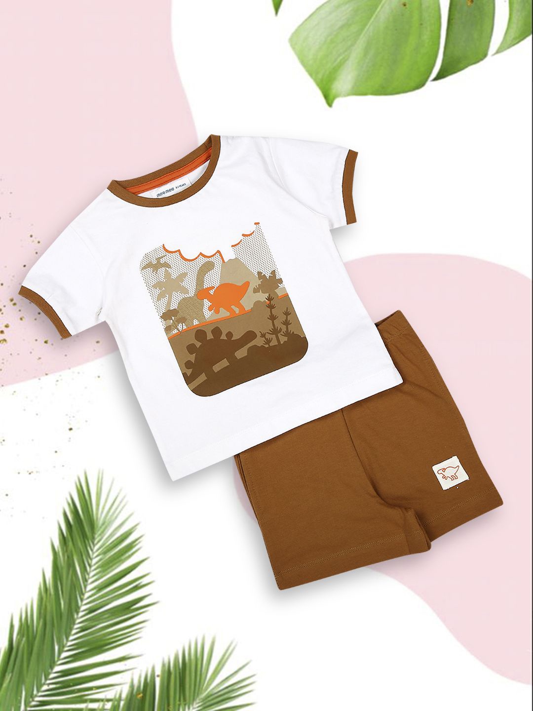 

MeeMee Boys Printed T-shirt with Shorts, White