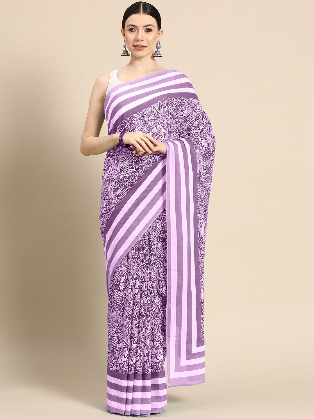

BUTA BUTI Floral Pure Cotton Saree, Pink