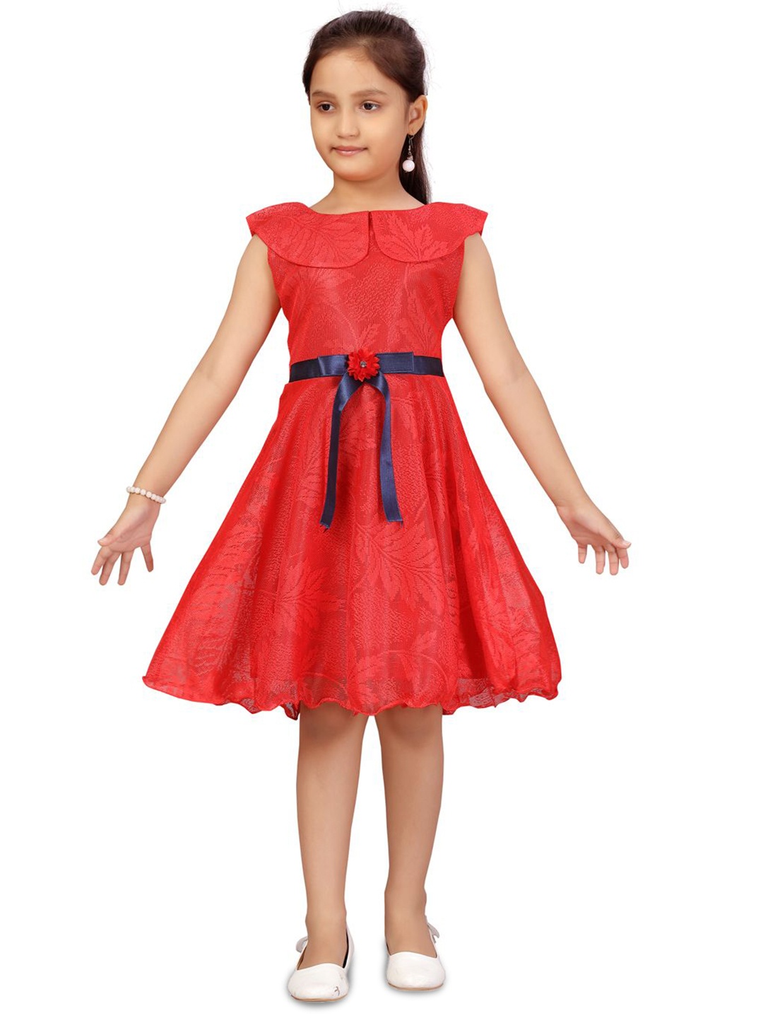 

BAESD Girls Net Fit & Flare Dress, Red