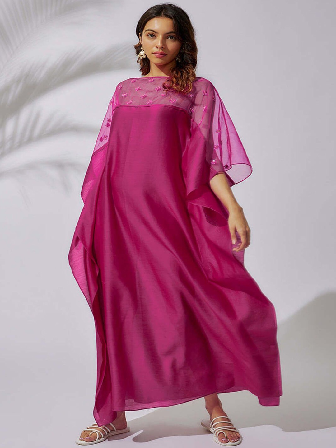 

The Aarya Sequin Embroidered Kaftan Ethnic Dresses, Pink