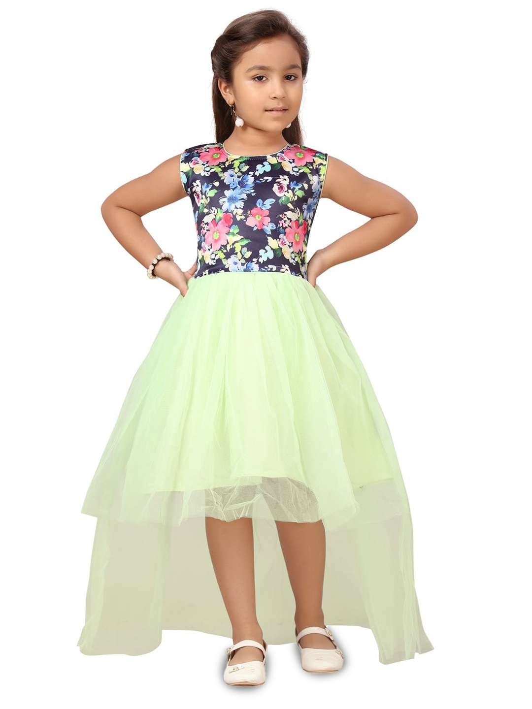 

BAESD Girls Floral Printed Fit & Flare Dress, Sea green