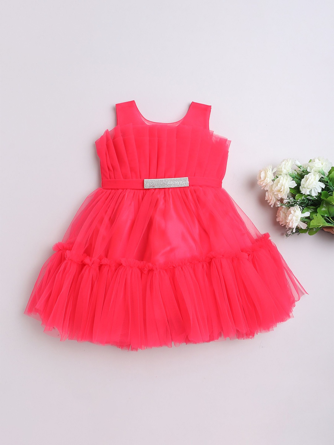 

MANY FROCKS & Girls Net Fit & Flare Dress, Red