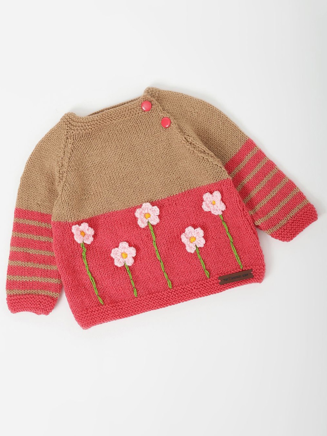 

The Original Knit Unisex Kids Floral Pullover, Beige