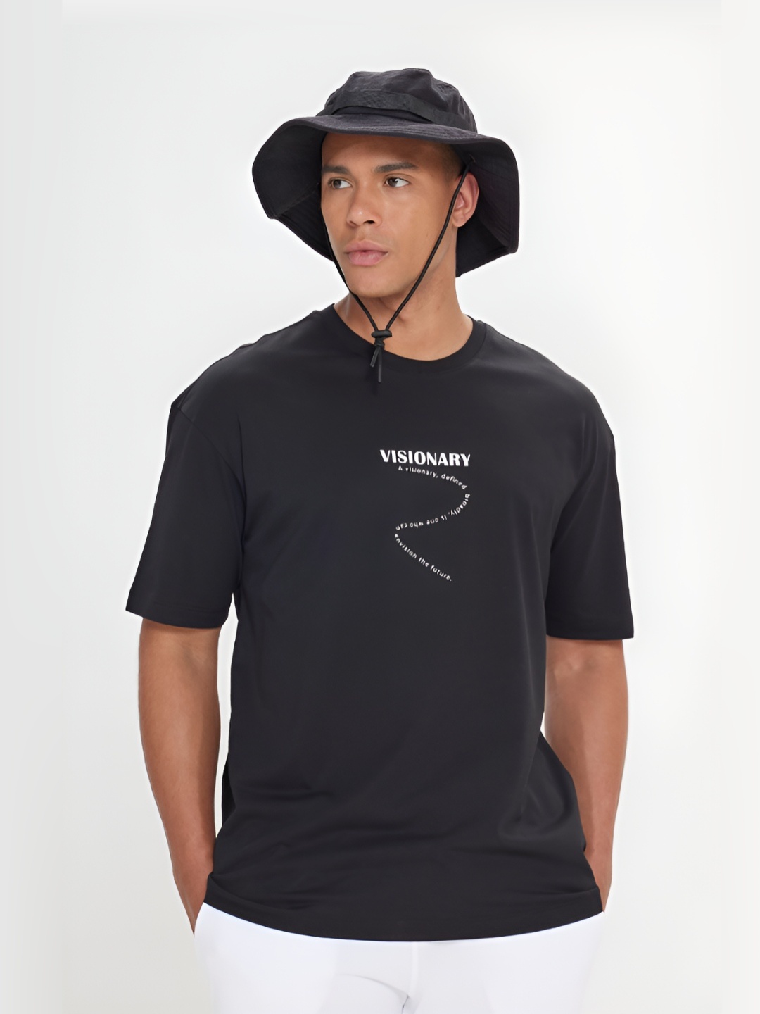 

ALTINYILDIZ CLASSICS AC Co. Men Typography Printed Round Neck Oversized T-Shirt, Black