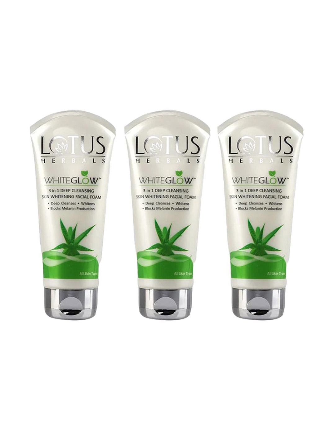 

Lotus Herbals White Glow Set Of 3 Whitening Facial Foam With Aloevera-100g Each