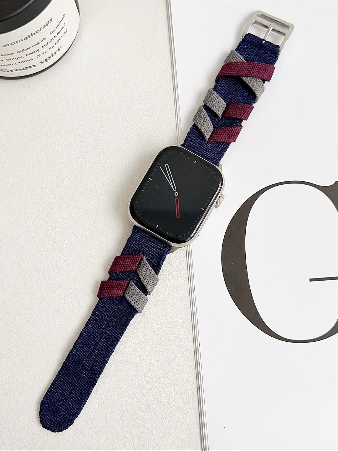 

PEEPERLY Braided Essence Scratch Resistance Compatible Smart Watch Strap, Navy blue