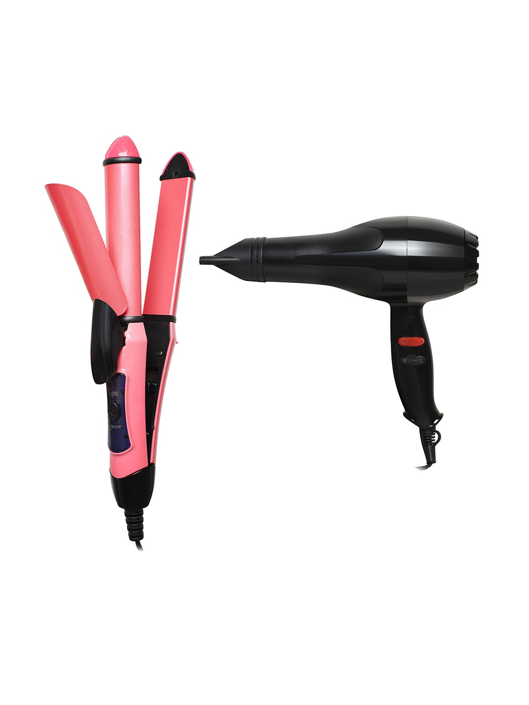 

NIRVANI 2888 Professional Hair Dryer & NHC-2009 Hair Straightener Cum Curler, Black