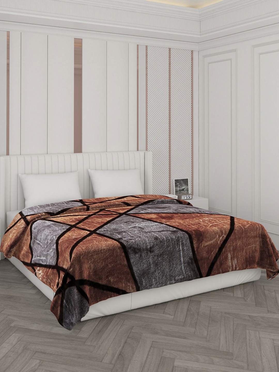 

Monte Carlo Brown & Grey Abstract Printed Mild Winter 850 GSM Double Bed Blanket