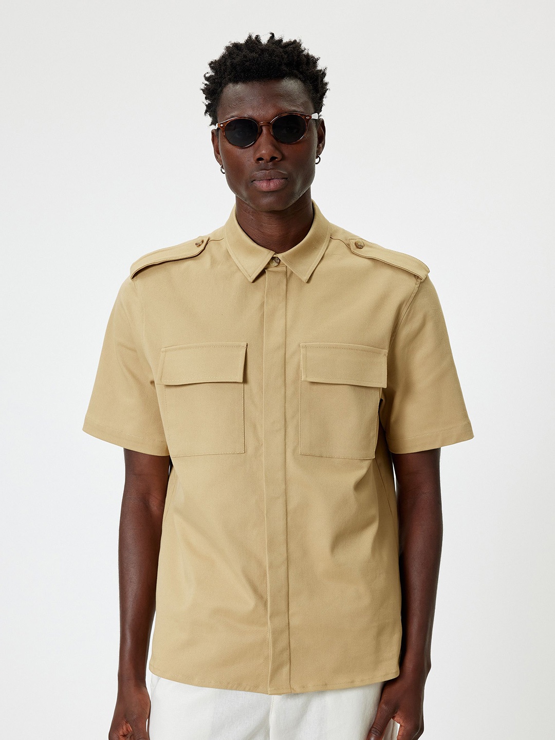 

Koton Men Opaque Casual Shirt, Camel brown