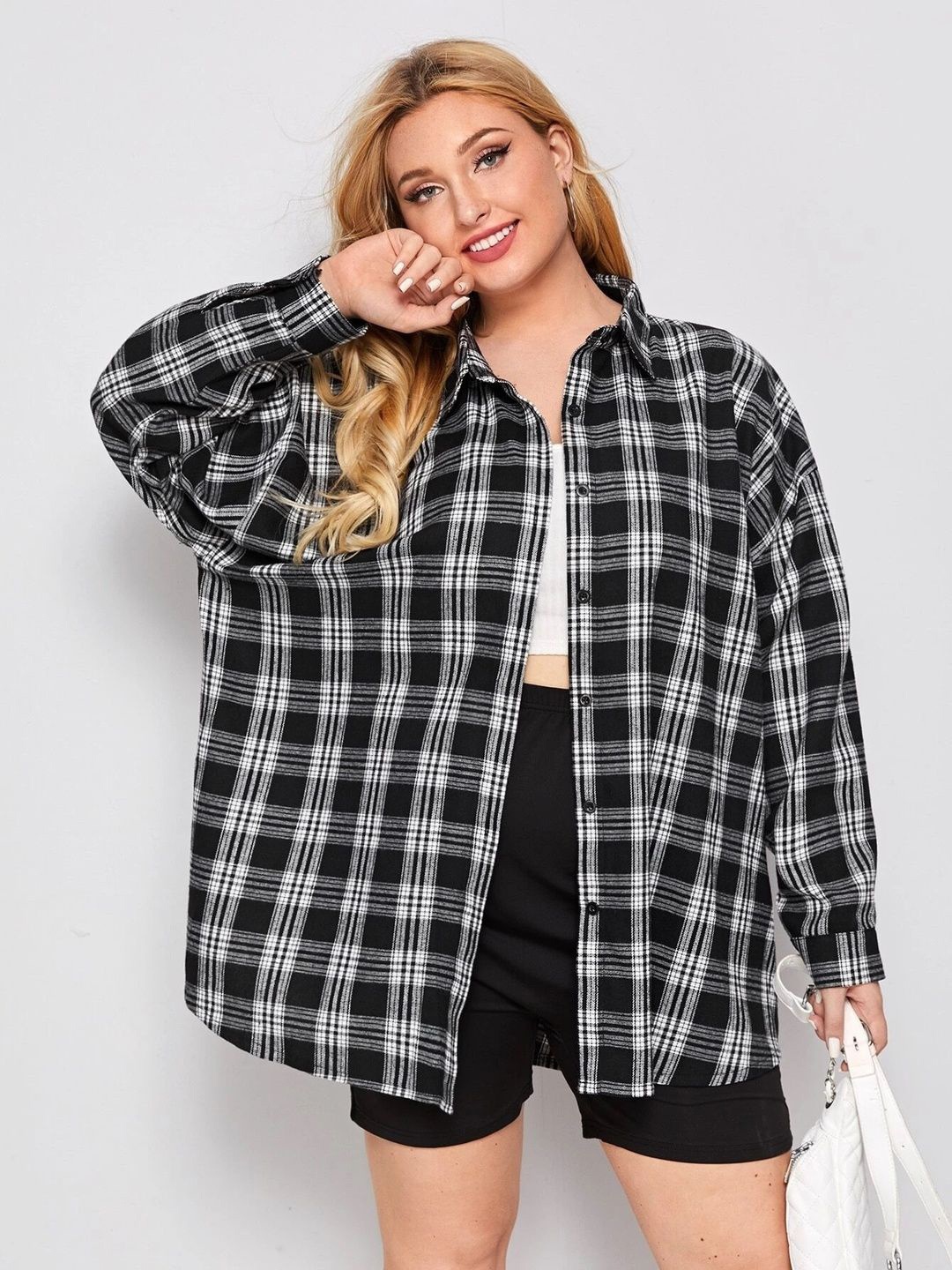 

BUY NEW TREND Women Relaxed Tartan Checks Opaque Checked Casual Shirt, Black