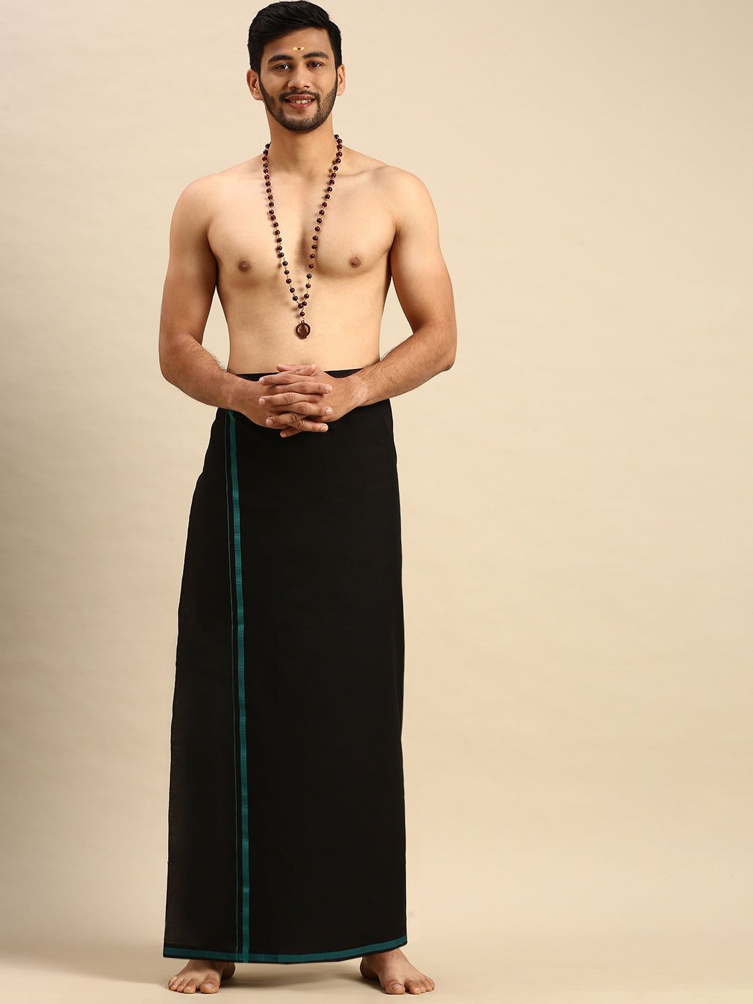 

Ramraj Men Bordered Dhoti, Black