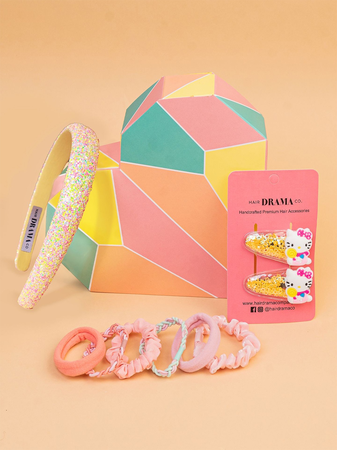 

HAIR DRAMA CO. Girls Set of 9 Hair Accessory Set, Pink
