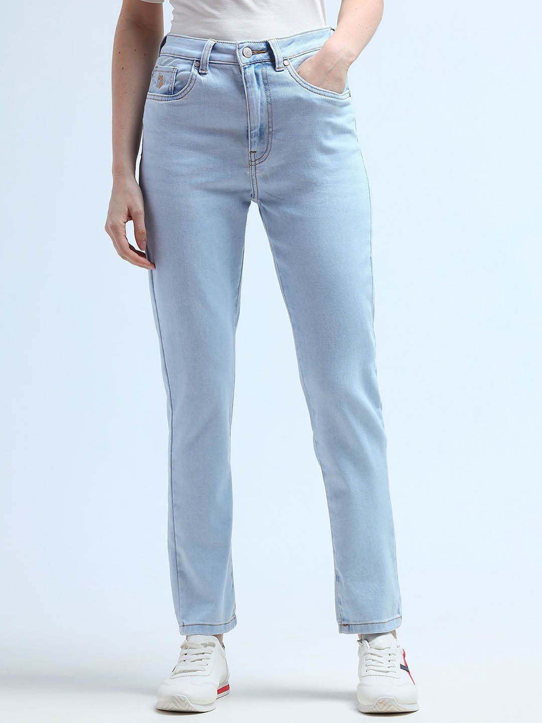 

U.S. Polo Assn. Women Slim Fit High-Rise Stretchable Jeans, Blue