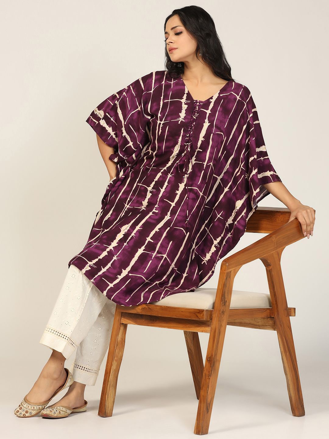 

Mustard Printed Kaftan Kurta, Purple