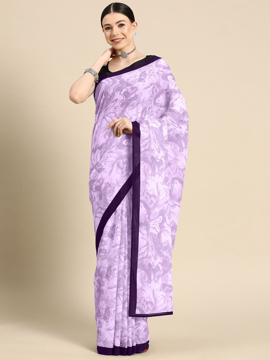 

BUTA BUTI Pure Cotton Saree, Lavender