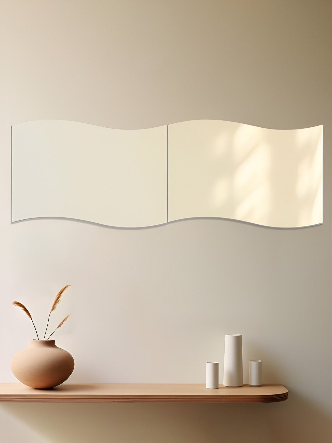 

Art Street Silver Toned 2 Pieces Wave Shape Self Adhesive Acrylic Wall Mirror Stickers