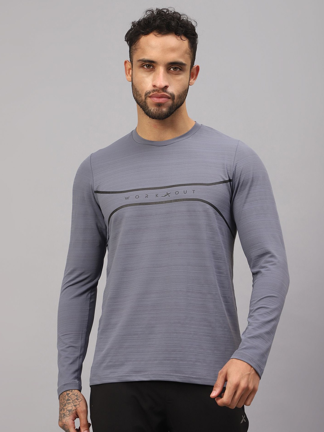 

VECTOR X Men Typography Printed Round Neck T-Shirt, Grey