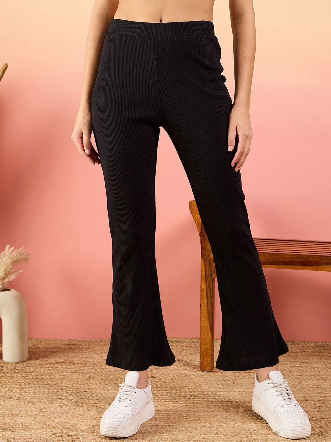

Modeve Cotton High Rise Track Pant, Black