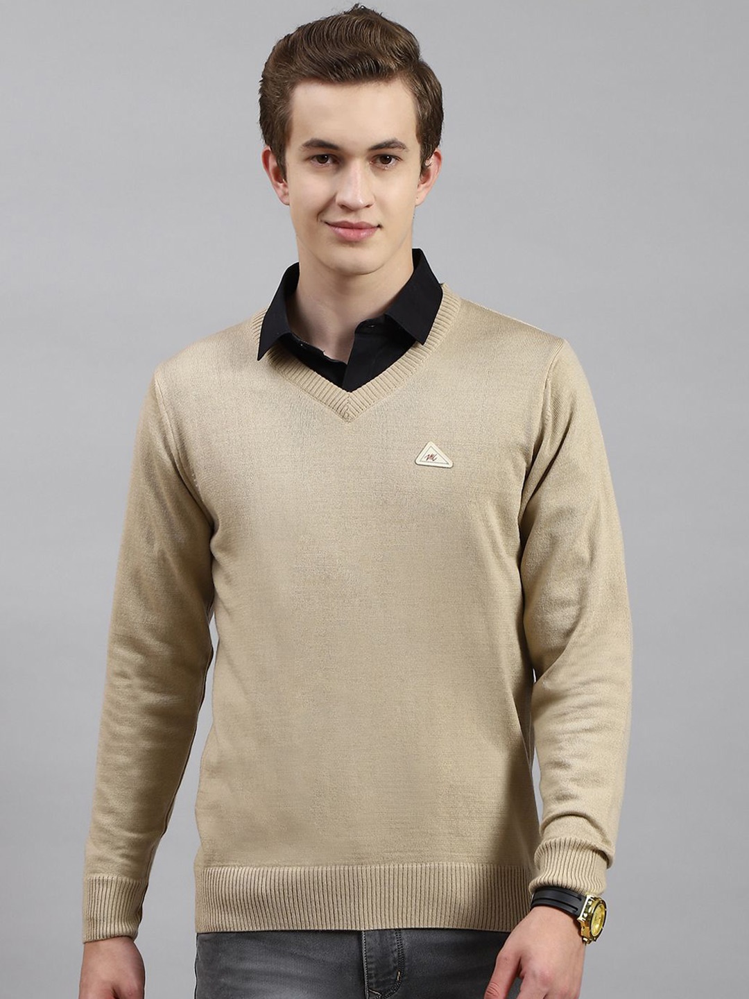 

Monte Carlo Men Woollen Pullover, Camel brown