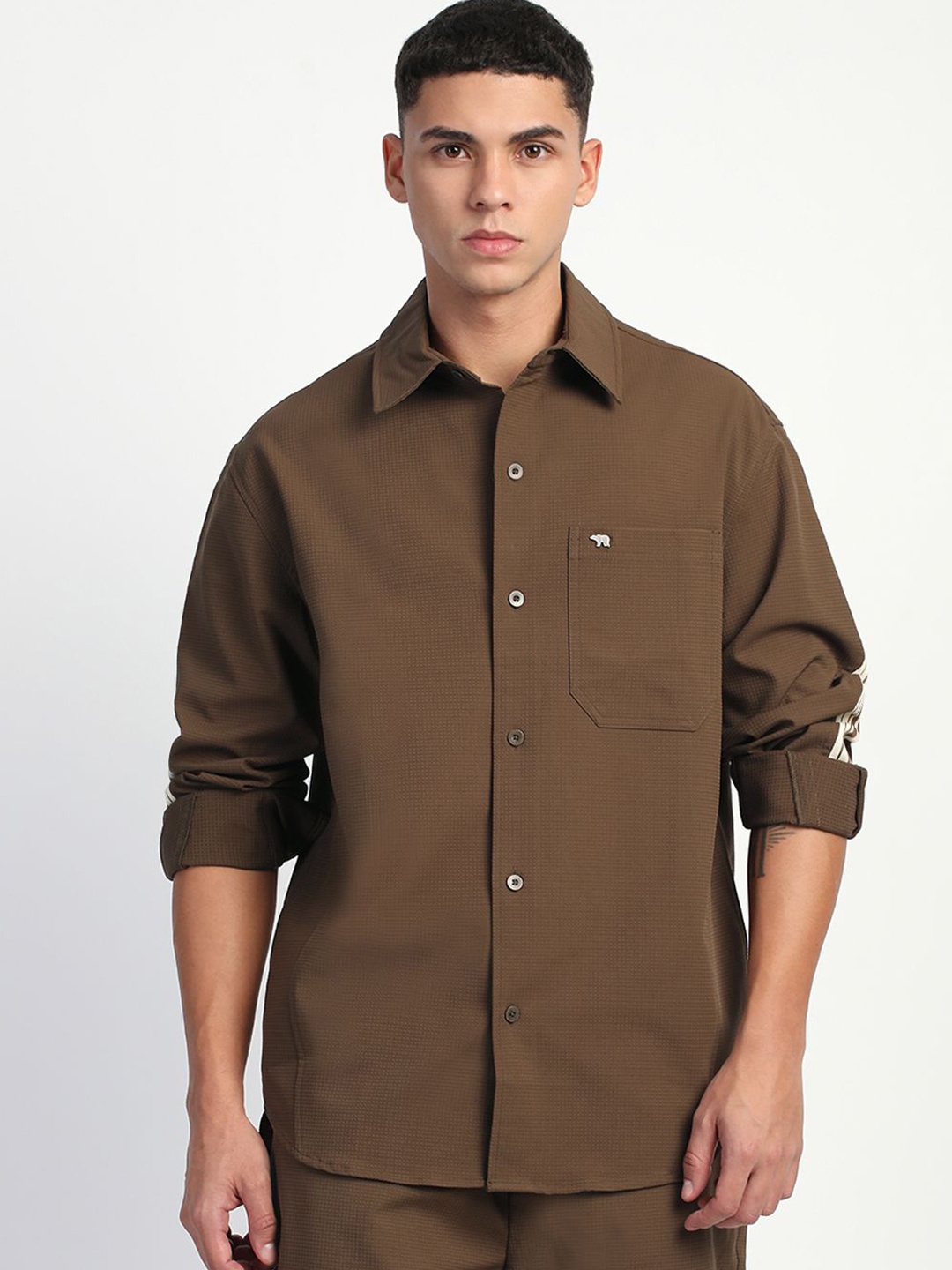 

THE BEAR HOUSE Men Opaque Casual Shirt, Brown
